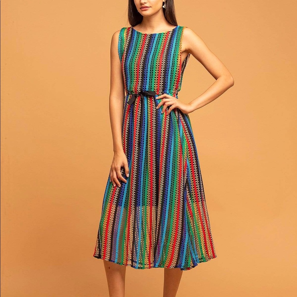 Anthropologie/Eva Franco Multicolored Crochet Dress Size 2